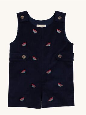 NWT TBBC Critter Jack Keebe Jon Jon  Navy Corduroy Baby Romper with Embroiderd